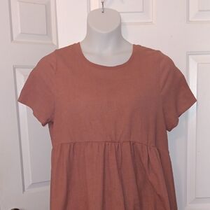 Avenue Rust Short Sleeve Babydoll Tunic